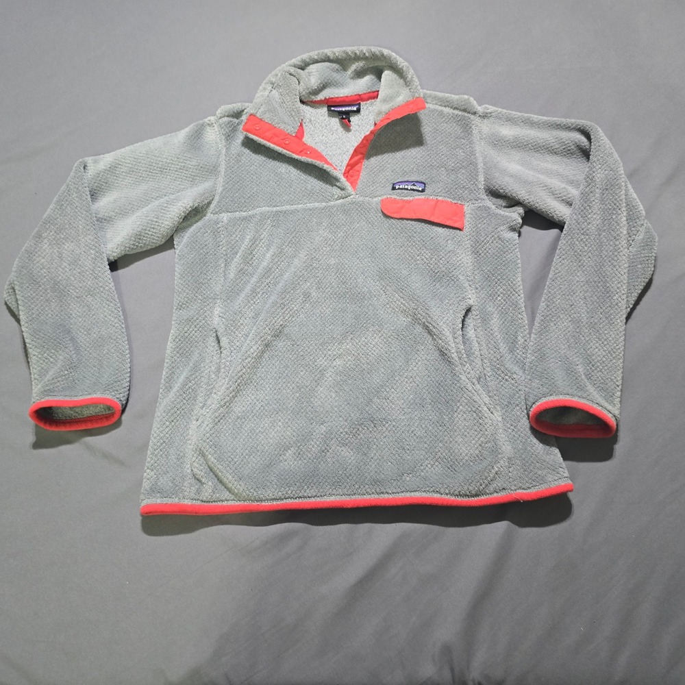 Patagonia Re-Tool Snap-T Pullover Womens M Grey Coral Polartec Fleece 25442